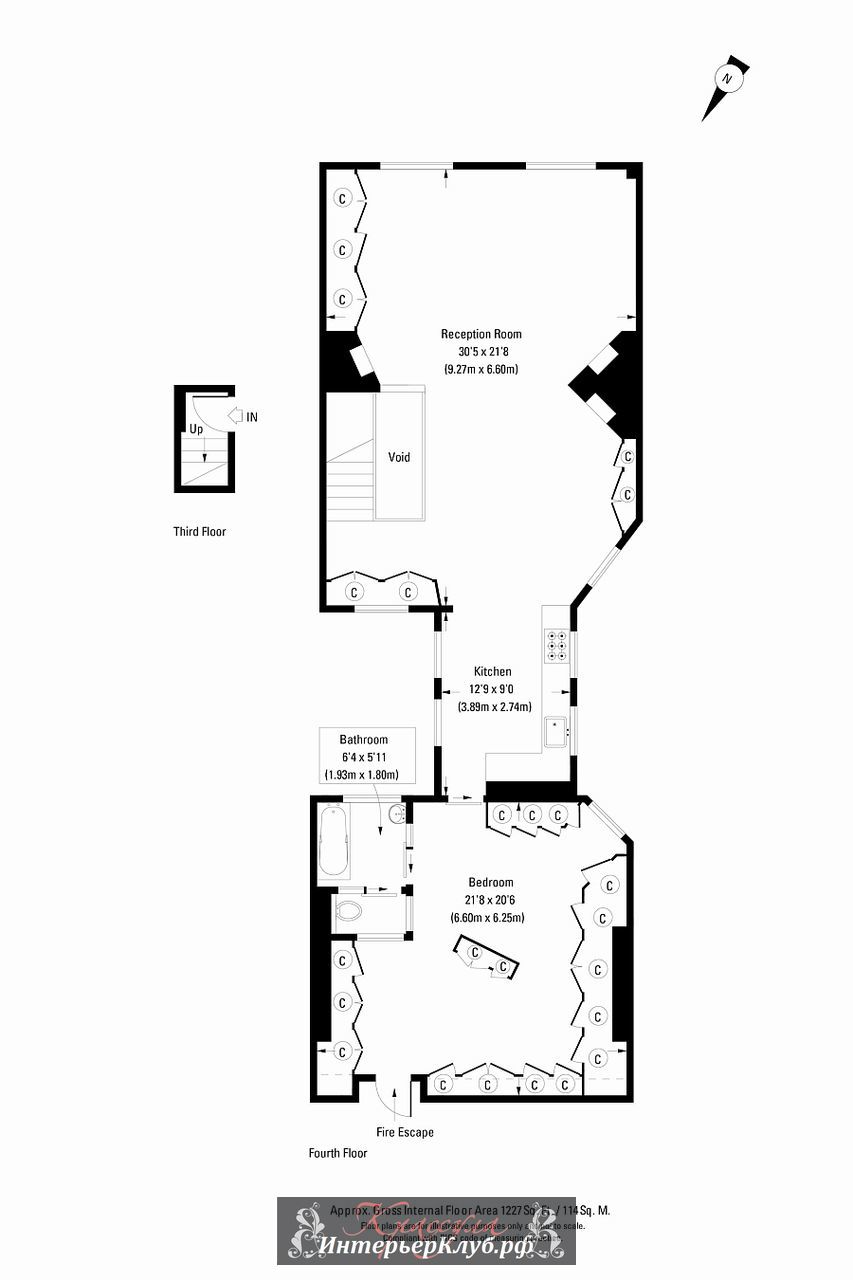 Архитектурный план интерьера лондонской квартиры