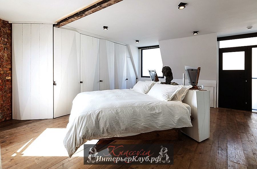 Красивая интерьеры спальни в лондонском лофте микс современного и традиционного дизайна